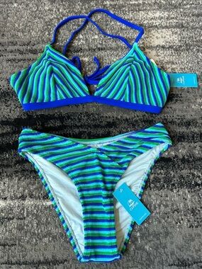 NWT CUPSHE Terrycloth Striped Bikini